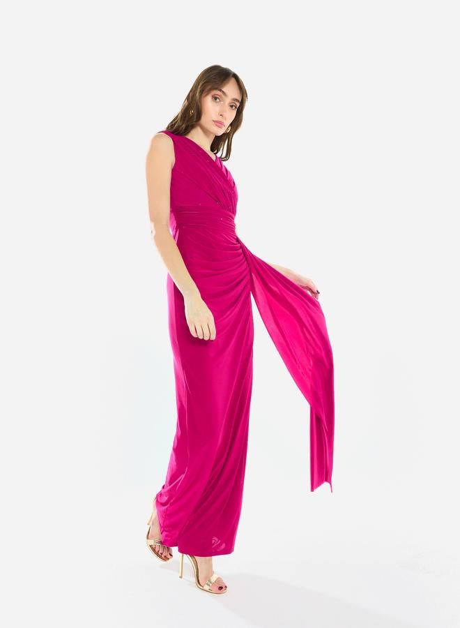House of Moda Women Draped Crepe Gown Maxi Dress - Image 3